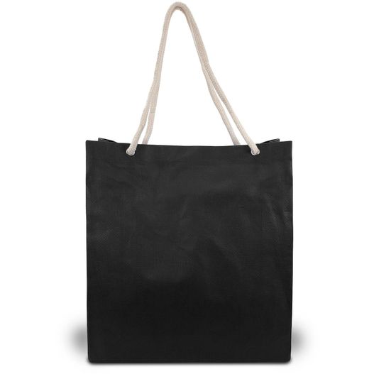 eine schwarze tasche mit einem seilgriff Tragetasche mit Tragekordeln (Bild 1)