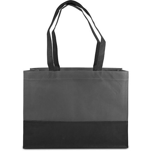 eine schwarze und graue tasche mit schwarzem griff Tragetasche mit Boden- Seitenfalte (Bild 1)