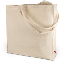 Schwere Baumwolltasche mit Boden-, Seitenfalten langen Henkeln