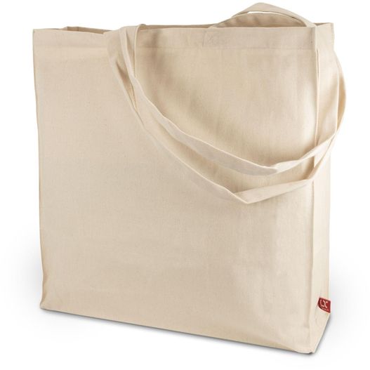 Schwere Baumwolltasche mit Boden-, Seitenfalten langen Henkeln (Bild 1)