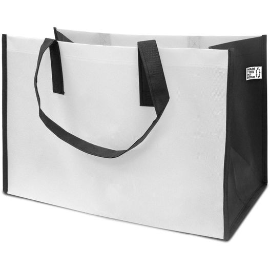 eine weiße und schwarze einkaufstasche mit schwarzem griff BIG-Shopper aus recyclete PET-Flaschen (Bild 1)