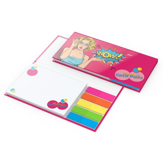 eine rosa box mit klebrigen noten und einem notizblock Haftnotiz-Set Kopenhagen Bookcover Individuell, Umschlag 4/0-farbig (Bild 1)