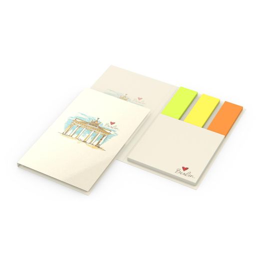 Haftnotiz-Set Berlin Softcover, 3 × 40 Brillantmarker, gloss-individuell (Bild 1)