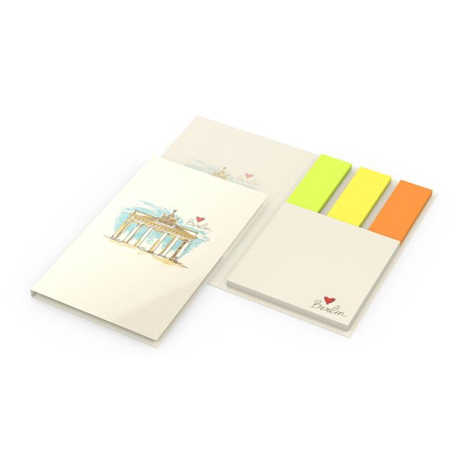 Produktabbildung Haftnotiz-Set Berlin Softcover, 3 × 40 Brillantmarker, gloss-individuell Haftnotiz-Set Berlin Softcover, 3 × 40 Brillantmarker, gloss-individuell