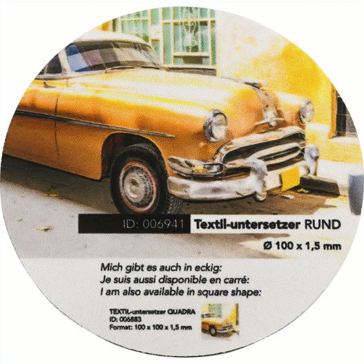 TEXTIL Untersetzer rund 100  x 1,5 mm (Bild 1)