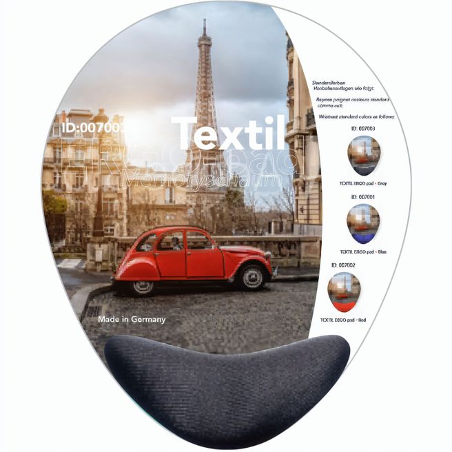 Produktabbildung ERGO-pad Memoryschaum Textil, HB grau ERGO-pad Memoryschaum Textil, HB grau