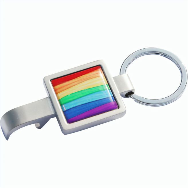 SQUAREBOTTLE Schlüsselanhänger mit Flaschenöffner Chrome matt