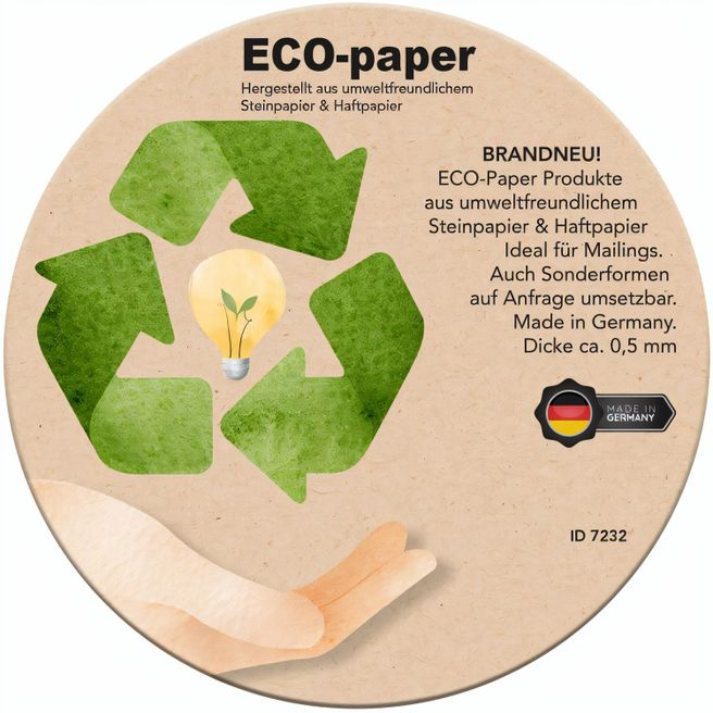 Produktabbildung ECO-paper, Untersetzer 100 mm rund, ca. 0,5 mm dick ECO-paper, Untersetzer 100 mm rund, ca. 0,5 mm dick