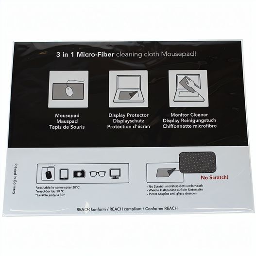 3 in 1 Mikrofaser Mousepad, Sonderform innerhalb 200 x 240 mm (Bild 1)