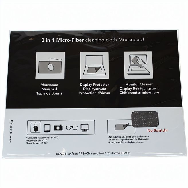 3 in 1 Mikrofaser Mousepad, Sonderform innerhalb 200 x 240 mm