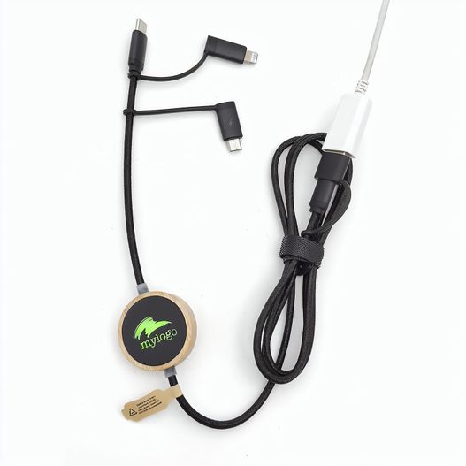 RPET 5 in 1 Ladekabel Bambus (Bild 1)