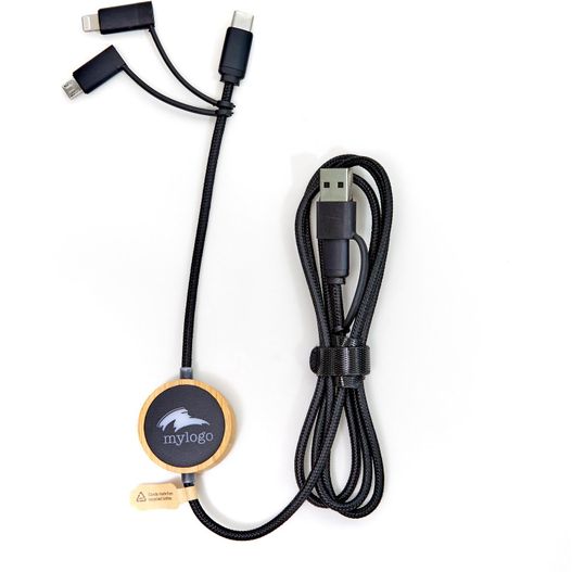 Produktabbildung RPET 5 in 1 Ladekabel Bambus RPET 5 in 1 Ladekabel Bambus (Bild 1)