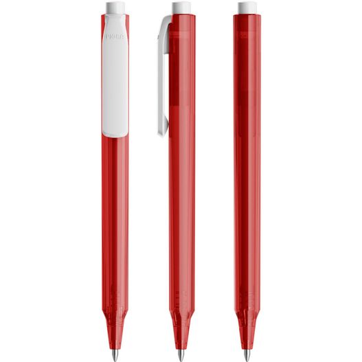 ein roter stift und ein weißer stift auf weißem hintergrund Pigra P04 Push Kugelschreiber (Bild 1)