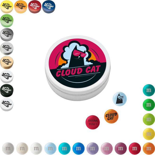 Produktabbildung Personalisierte M&M'S® Schokolinsen in Metallbox, 20 g Personalisierte M&M'S® Schokolinsen in Metallbox, 20 g