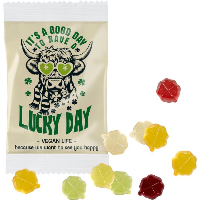 VEGANE Fruchtgummi STANDARD-Formen 15 g im kompostierbaren Tütchen