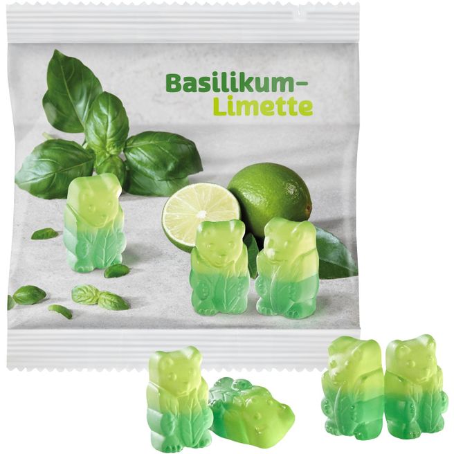 Vegane Basilikum-Limetten Bärchen im kompostierbaren Tütchen