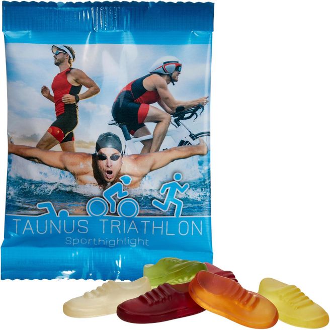 Vegane Jogger-Fruchtgummis im konventionellen Tütchen