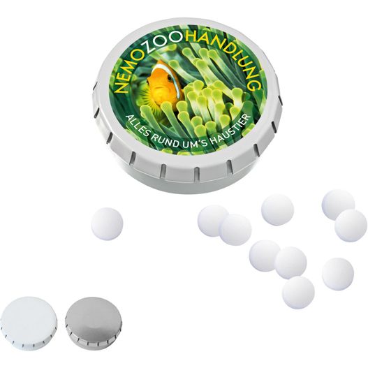 SUPER-MINI-Drück-mich-Dose mit Pfefferminzpastillen, 20g (Bild 1)