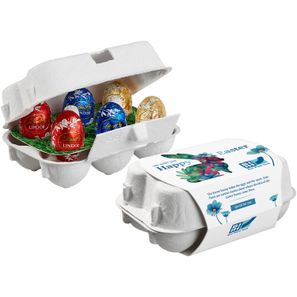 6er Ostereier-Karton mit Lindt Lindor Mini-Eiern