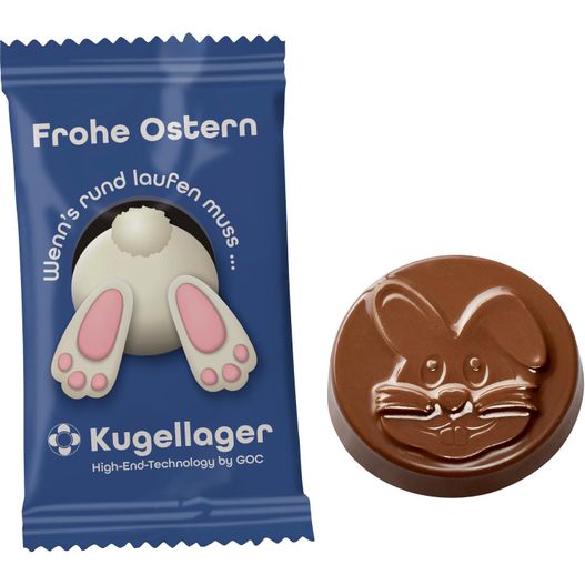Schokotaler "Osterhase" im konventionellen Flowpack (Bild 1)