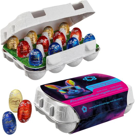 12er Ostereier-Karton mit Lindt Lindor Mini-Eiern (Bild 1)