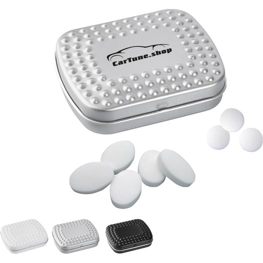 Produktabbildung Techno-Dose mit Pfefferminzpastillen, 20g Techno-Dose mit Pfefferminzpastillen, 20g (Bild 1)