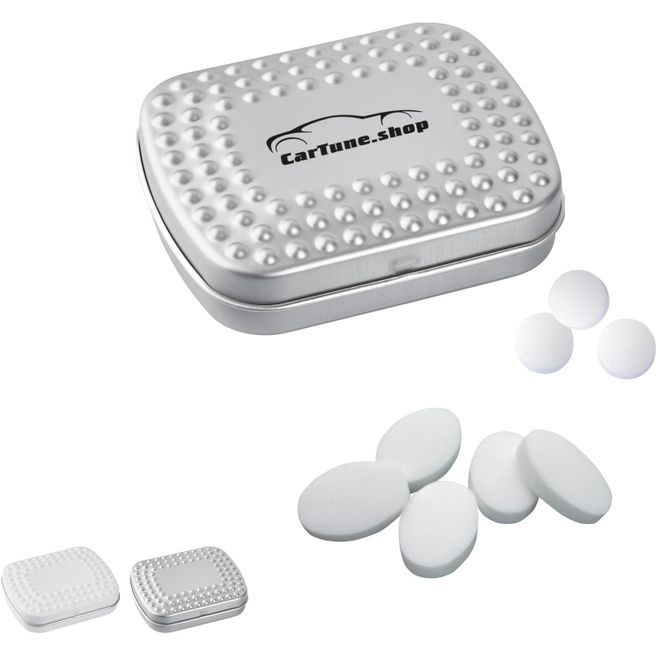 Produktabbildung Techno-Dose mit Pfefferminzpastillen, 20g Techno-Dose mit Pfefferminzpastillen, 20g