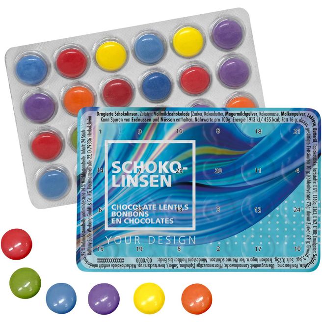 Kleinster Event-/Advents-Kalender der Welt mit Schokolinsen - kleine Menge