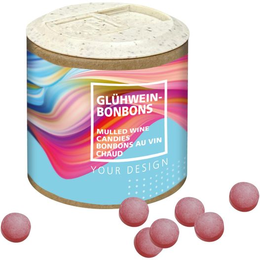 Papier-Werbedose mit Glühweinbonbons - kleine Menge (Bild 1)