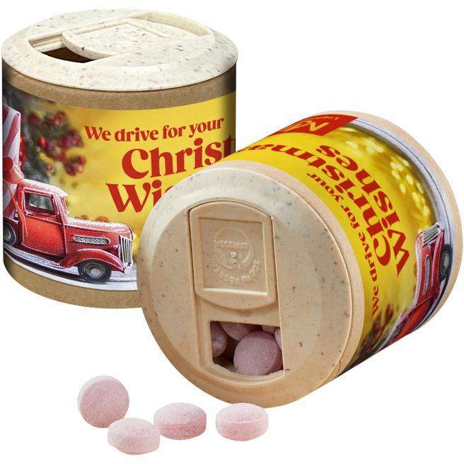 Produktabbildung Papier-Werbedose mit Glühweinbonbons Papier-Werbedose mit Glühweinbonbons