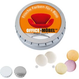 Produktabbildung MINI-Drück-mich-Dose mit mentos, 50g MINI-Drück-mich-Dose mit mentos, 50g