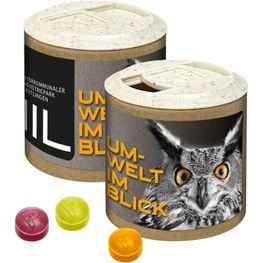 Produktabbildung Papier-Werbedose mit Pulmoll Pastillen, 80g Papier-Werbedose mit Pulmoll Pastillen, 80g