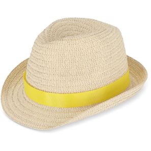 Pflanzlicher Strohhut mit farbigem Band