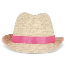 Pflanzlicher Strohhut mit farbigem Band