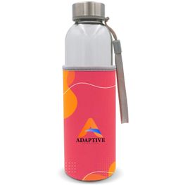 Produktabbildung Trinkflasche aus Glas mit individuell bedruckter Neoprenhülle 500ml Trinkflasche aus Glas mit individuell bedruckter Neoprenhülle 500ml