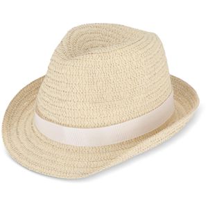 Pflanzlicher Strohhut mit farbigem Band