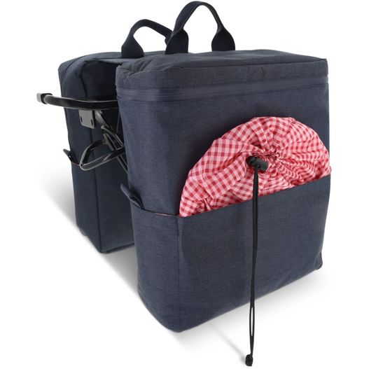 Picknick-Doppel-Fahrradtasche aus R-PET-Material (Bild 1)