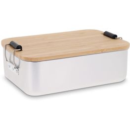 Lunchbox aus Aluminium mit Bambusdeckel