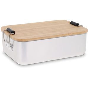 Lunchbox aus Aluminium mit Bambusdeckel