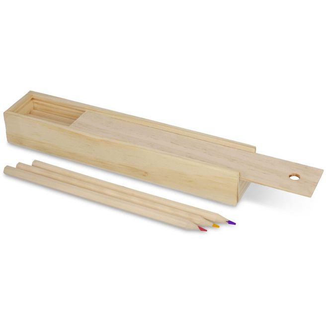 Buntstifte in Holzschiebeschachtel