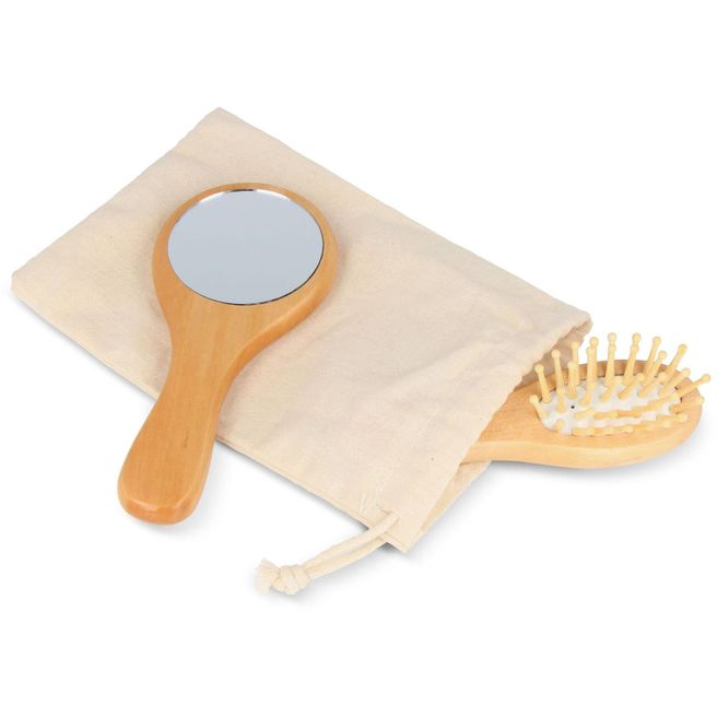 Bambus-Bürsten- und Spiegelset