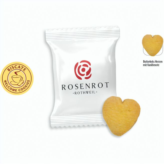 Butterkeks Herzen Flowpack, Butterkeks Herzen (ca. 8 g)