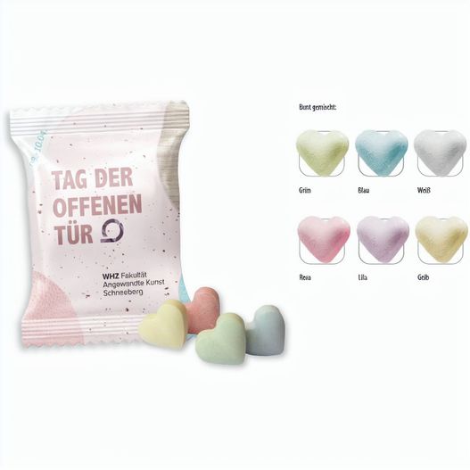 Traubenzuckerherzen bunt Werbetüte, Traubenzuckerherzen bunt (ca. 9 g) (Bild 1)