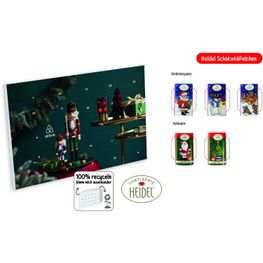 Tisch Adventskalender Heidel Schokotäfelchen individuell bedruckt (Saisonprodukt zu Weihnachten), Heidel Schokoladentäfelchen (ca. 72 g)