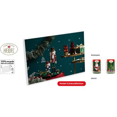 Tisch Adventskalender Heidel Schokotäfelchen individuell bedruckt (Saisonprodukt zu Weihnachten), Heidel Schokoladentäfelchen (ca. 72 g)