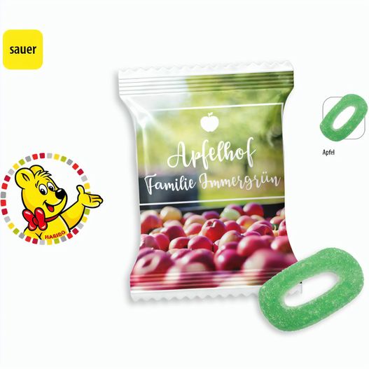 Produktabbildung HARIBO Apfelringe Sauer Werbetüte (ca. 8 g) HARIBO Apfelringe Sauer Werbetüte (ca. 8 g) (Bild 1)