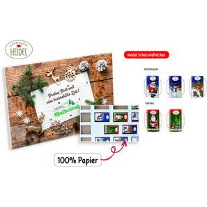 Tisch Adventskalender HEIDEL aus 100% Papier Standardmotiv (Saisonprodukt zu Weihnachten), Heidel Schokoladentäfelchen (ca. 72 g)