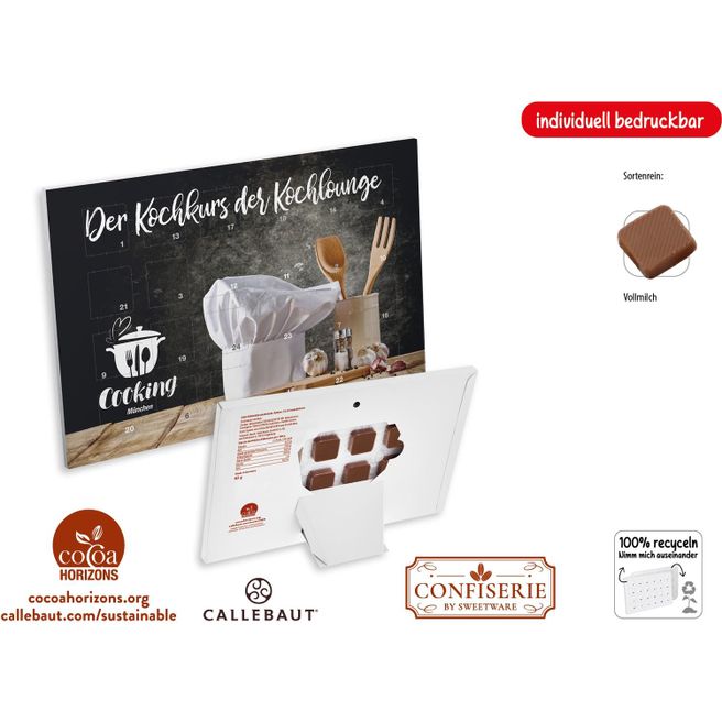 Countdown-Eventkalender Tischkalender - Callebaut Vollmilch Schokolade (ca. 60 g)