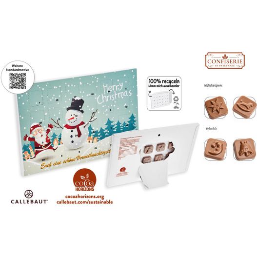 Tisch Adventskalender Standardmotiv (Saisonprodukt zu Weihnachten) - Callebaut Vollmilch Schokolade (ca. 60 g) (Bild 1)