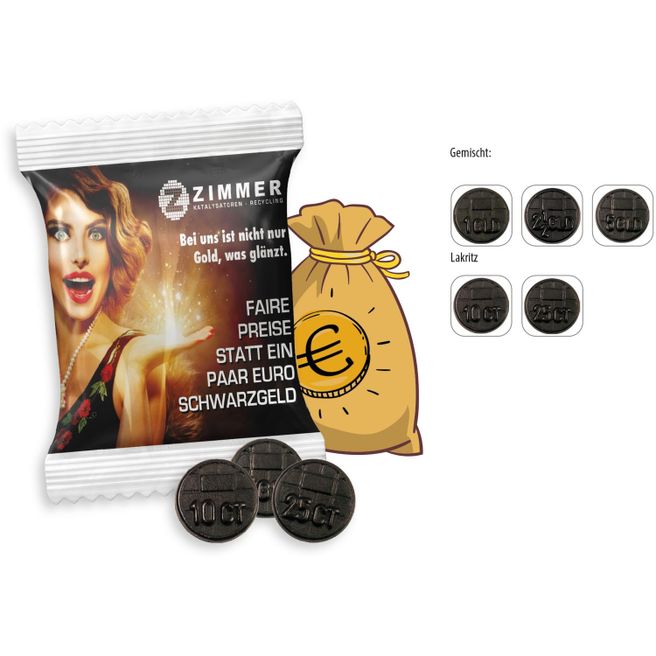 Lakritz Münzen Werbetüte, Lakritz Münzen (ca. 13 g)